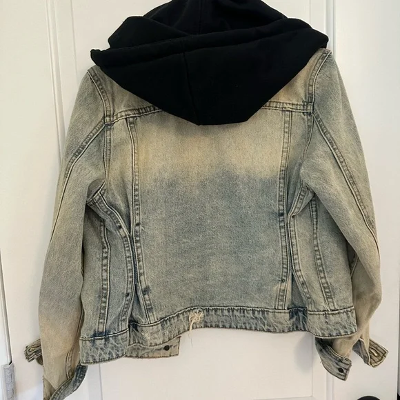 Blank NYC Blue and Black Jean Jacket with Modern Twist - Picture 7 of 8